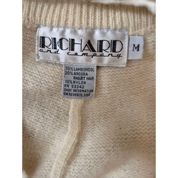 Richard & Co. VTG Lambswool Angora 2pc Knit Skirt Sweater Midi Skirt Ivory Sz M - Picture 8 of 8